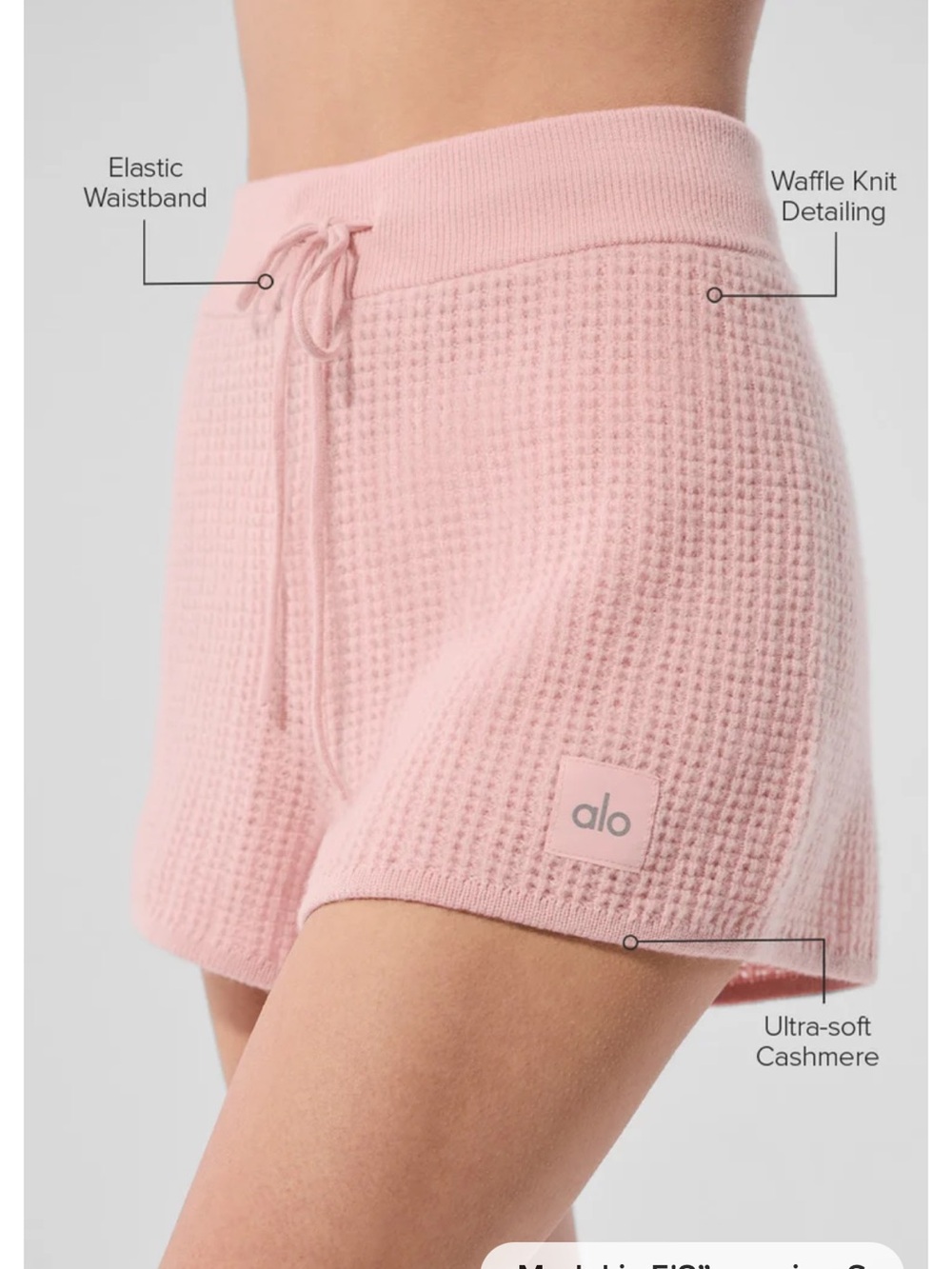 ALO Yoga Pink Waffle Knit Cashmere Athletic Shorts